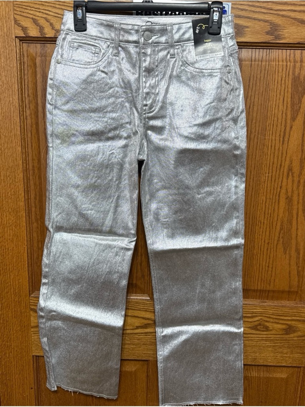 art class Girl’s 14 Baggy High Rise Relaxed Straight Metallic Silver Kids' Jeans